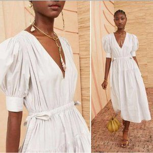 NWT! ULLA JOHNSON Imani Midi Dress Dove size 8